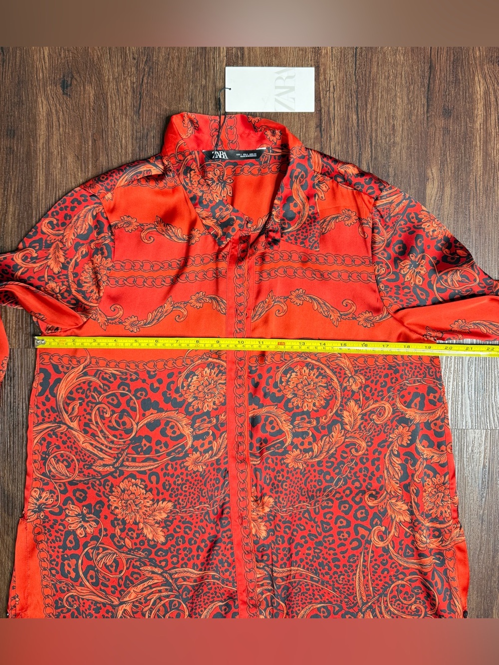Zara NWT Scarf Print Tunic Shirt Dress Red Baroque Paisley Size L - Picture 11 of 13